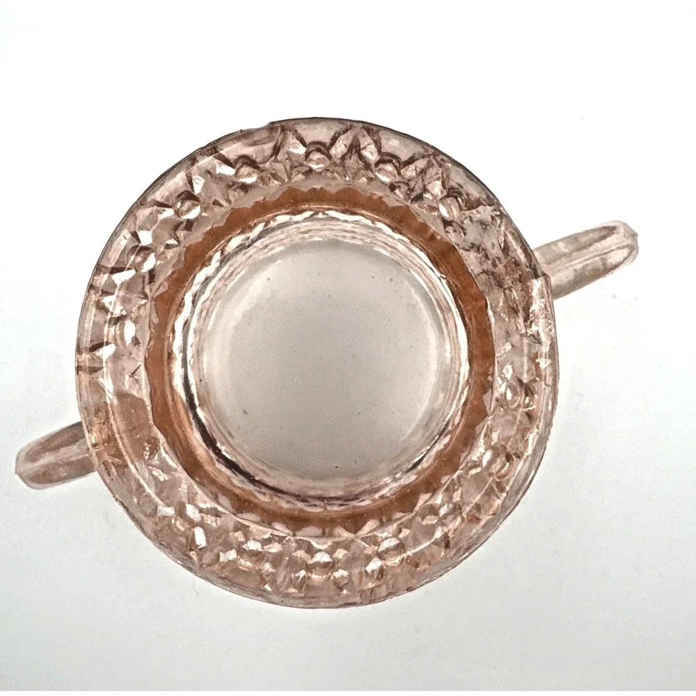 Vintage Jeannette Pink Depression‎ Glass Cubist Sugar Bowl 1930s